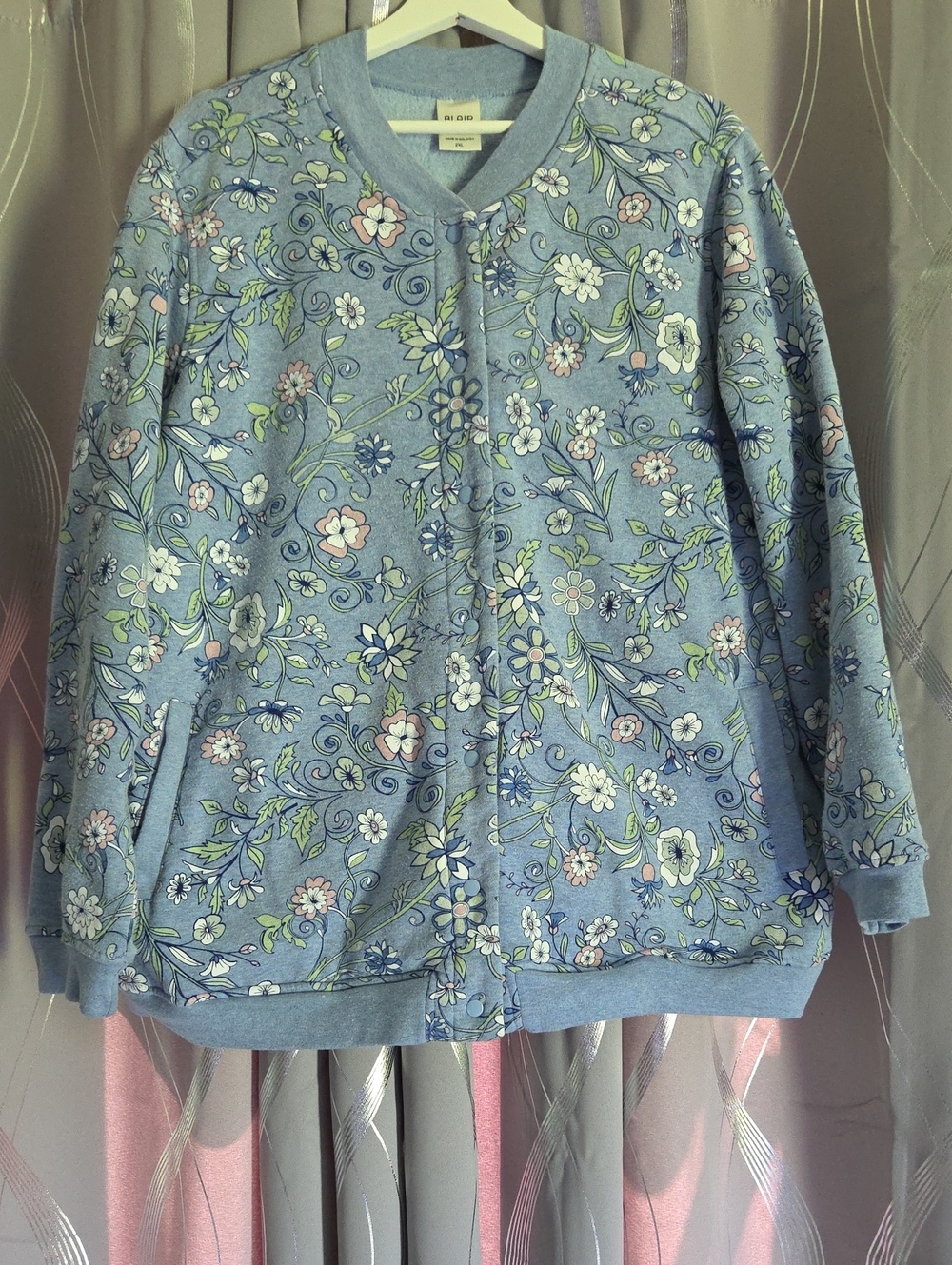 Blair Light Blue Floral Jacket 2X
